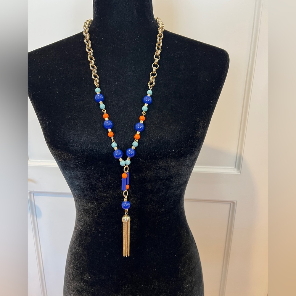 Talbots Blue/ Orange Long Necklace
